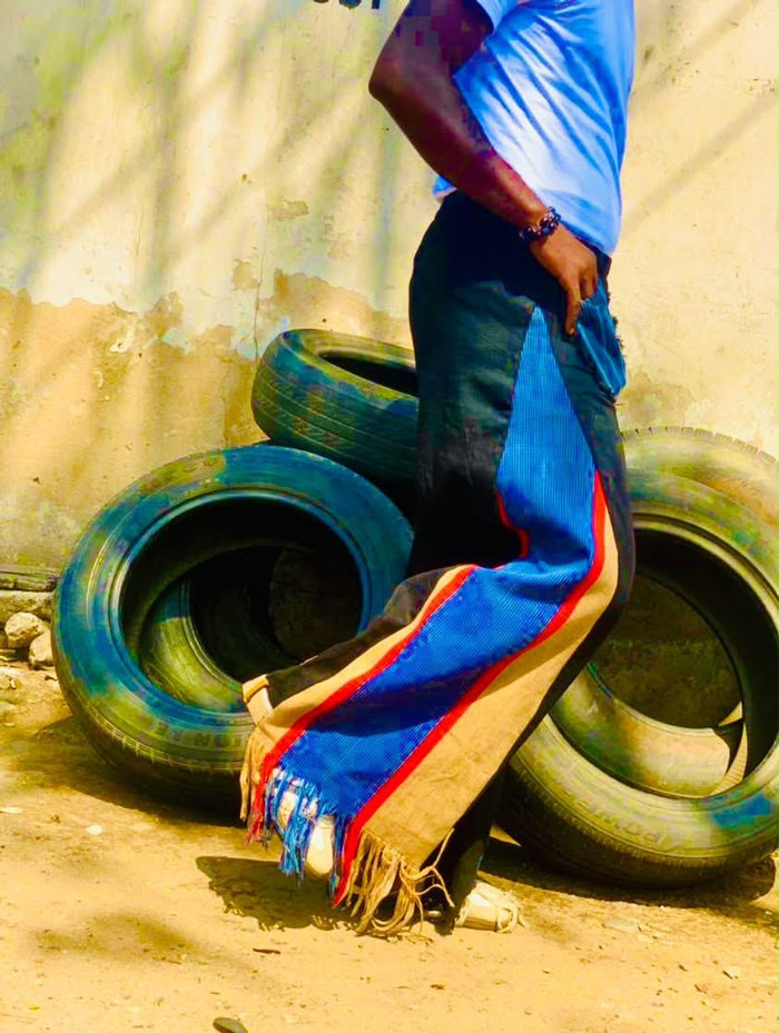 UPsideDOWN Trousers, Red+Blue+Tan Asooke