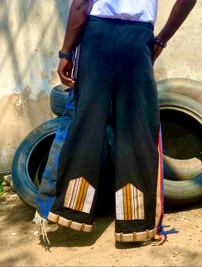 UPsideDOWN Trousers, Red+Blue+Tan Asooke