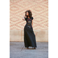 VELVET APPLIQUE JE PARLE LAGOS HOODED DRESS