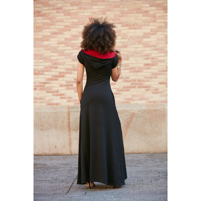 VELVET APPLIQUE JE PARLE LAGOS HOODED DRESS