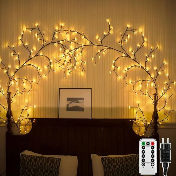 Lampki LED Wróżkowe w Kształcie Winorośli – Ciepłe Światło na 2,3 m z Zdalnym Sterowaniem do Sypialni i Salonu 1