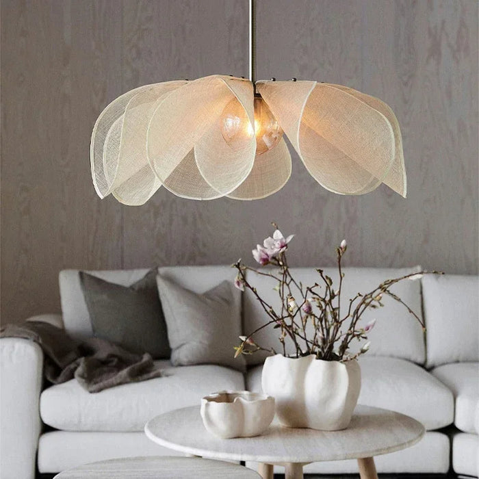 Lampa wisząca w stylu vintage z regulowanym kloszem z tkaniny – ciepłe oświetlenie LED do kuchni 0