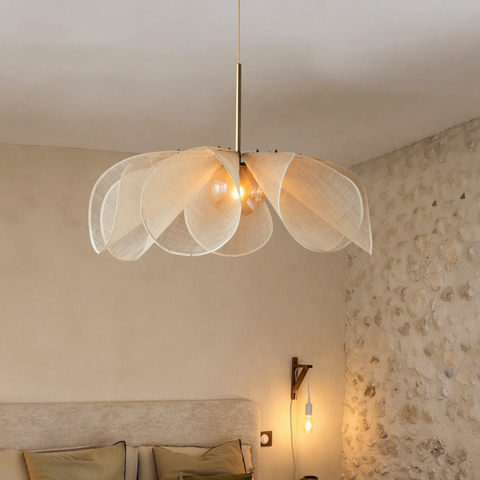 Lampa wisząca w stylu vintage z regulowanym kloszem z tkaniny – ciepłe oświetlenie LED do kuchni 5