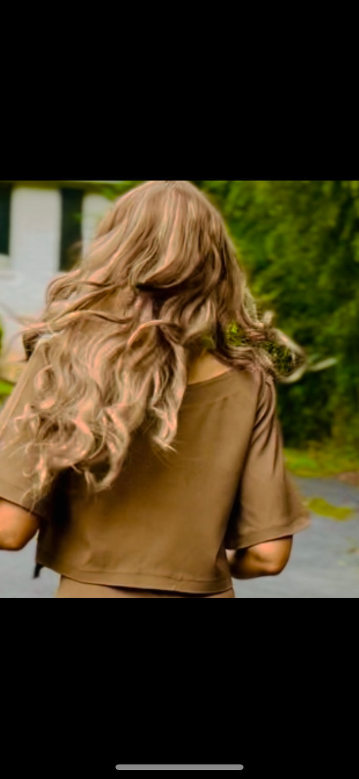 Vivienne Cropped Blouse in Tan with Kamala Asooke Detail