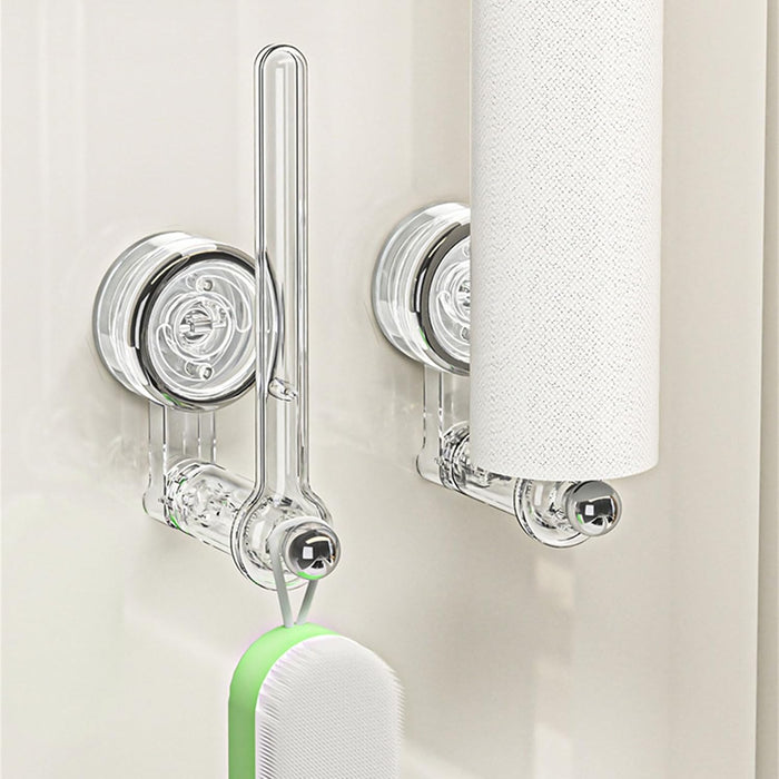 Paper Towel Holder Wall Mount with Rotatable Suction Cup – Transparent Plastic Kitchen Towel Hanger 2