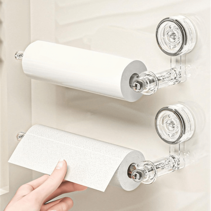 Paper Towel Holder Wall Mount with Rotatable Suction Cup – Transparent Plastic Kitchen Towel Hanger 3