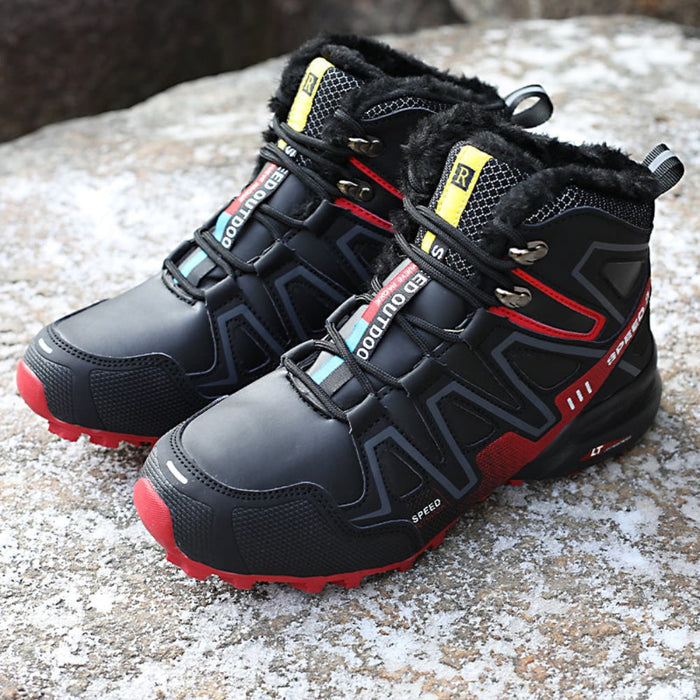 Wodoodporne, ocieplane, zimowe buty trekkingowe – ciepłe obuwie outdoorowe w kolorze czarnym 4