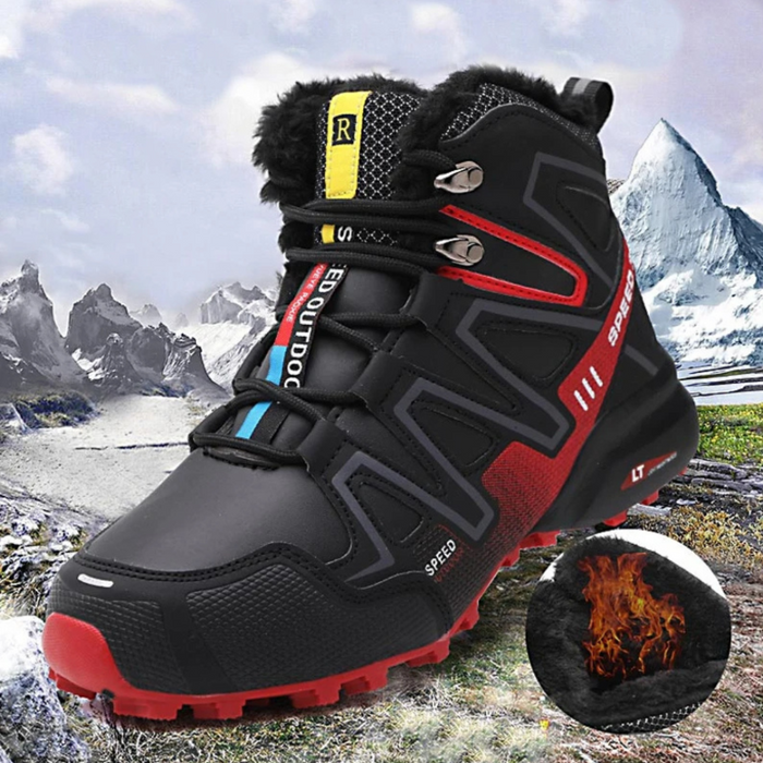 Wodoodporne, ocieplane, zimowe buty trekkingowe – ciepłe obuwie outdoorowe w kolorze czarnym 5