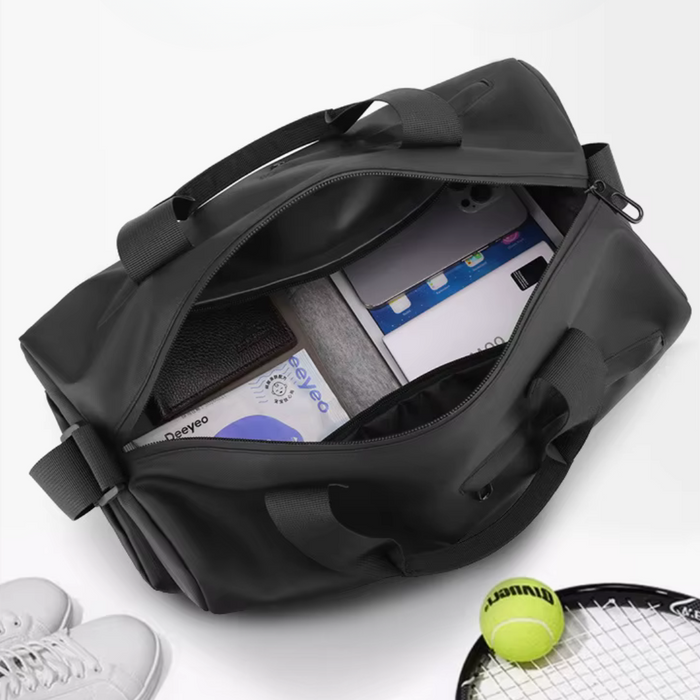 Wodoodporna Torba Sportowa Damska z Przegródką na Buty – Uniwersalna Torba Treningowa, Czarna 39x23x22 cm 3