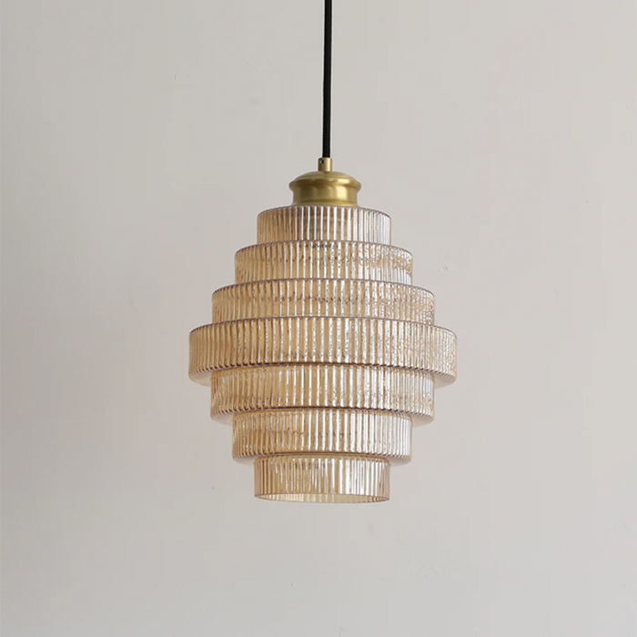 Falista Lampa Wisząca z Szkła i Mosiądzu – Oświetlenie do Salonu, Nowoczesny Design, 30 cm 3