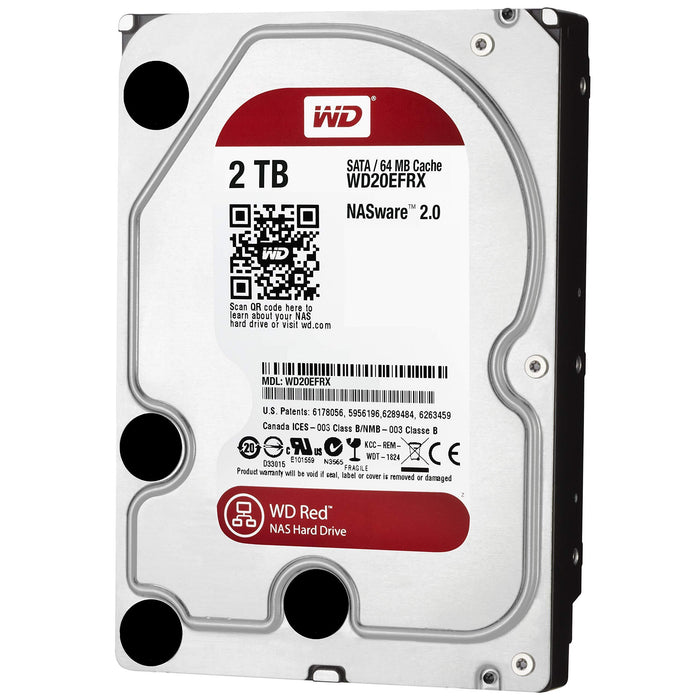 WD Red 2TB NAS Hard Drive - 5400 RPM Class, SATA 6 Gb/s, 64 MB Cache, 3.5" - WD20EFRX