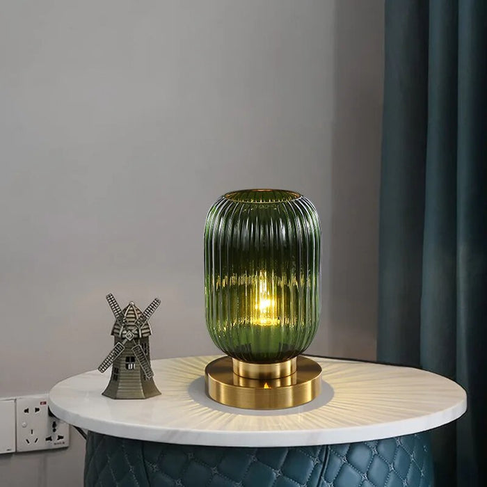 Lampa Stołowa Szklana Krystalowa w Białym i Szarym - Nowoczesne Lampy Stołowe do Salonu, Elegancki Design 1