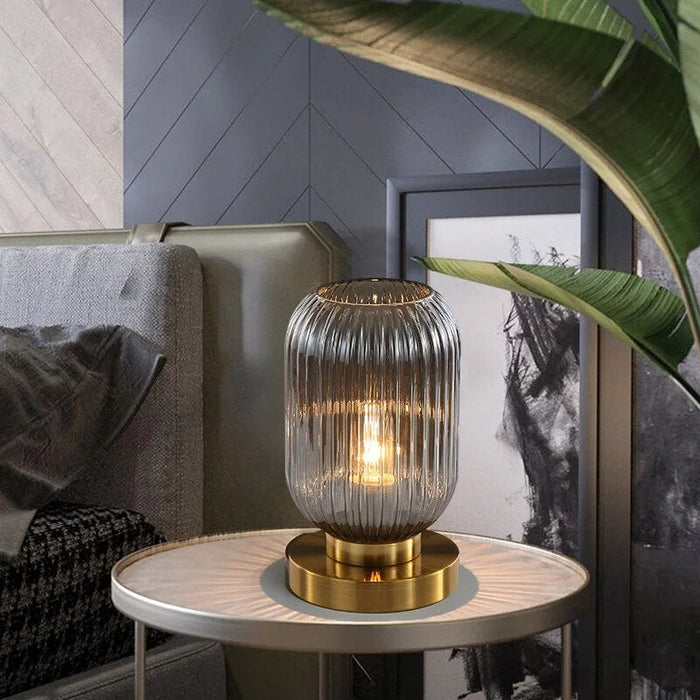 Lampa Stołowa Szklana Krystalowa w Białym i Szarym - Nowoczesne Lampy Stołowe do Salonu, Elegancki Design 4