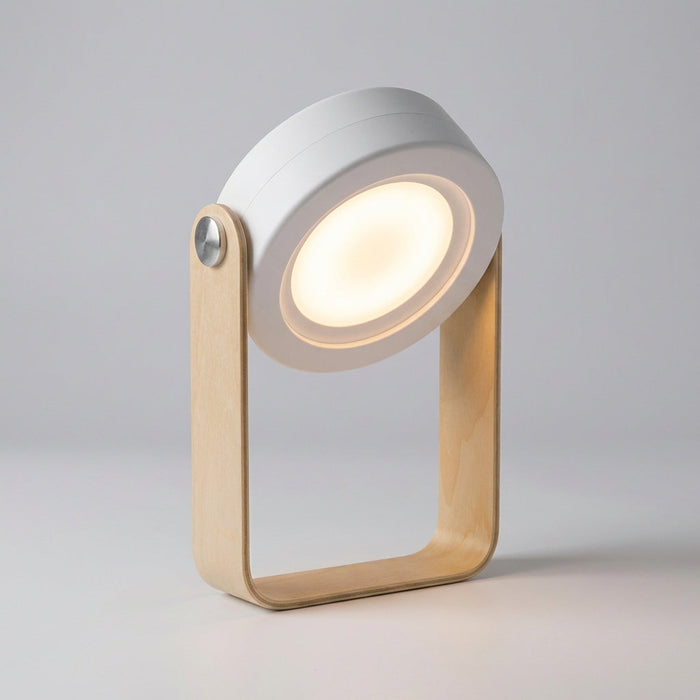 Lampa stołowa bezprzewodowa LED z dotykowym sterowaniem, nowoczesny design w drewnie i metalu, 2