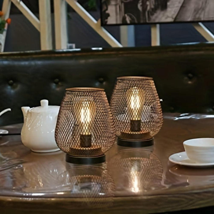 Lampa stołowa bezprzewodowa LED z ciepłym światłem, zestaw 2 sztuk z siateczkowym 3