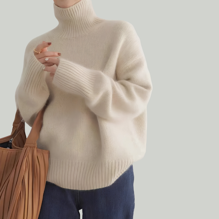 Damski sweter z golfem w prążki – przytulny sweter w wielu kolorach 1