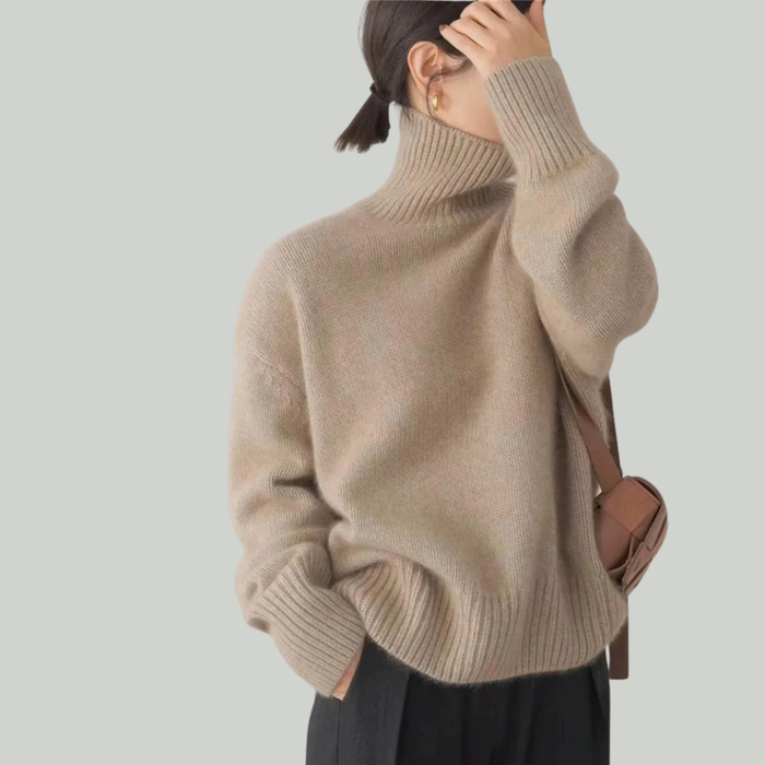 Damski sweter z golfem w prążki – przytulny sweter w wielu kolorach 5