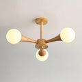 Lampa wisząca z drewna i szkła o średnicy 40 cm, idealna do nowoczesnego salonu i jadalni 0