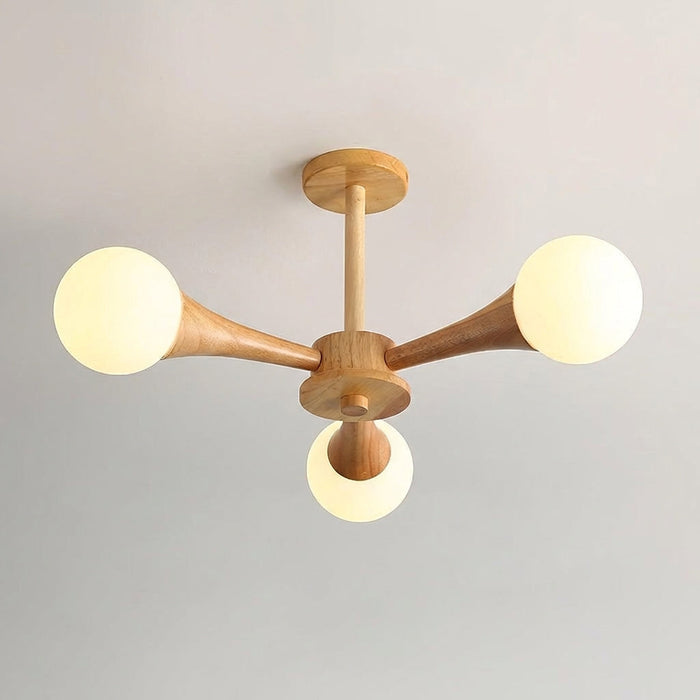 Lampa wisząca z drewna i szkła o średnicy 40 cm, idealna do nowoczesnego salonu i jadalni 0