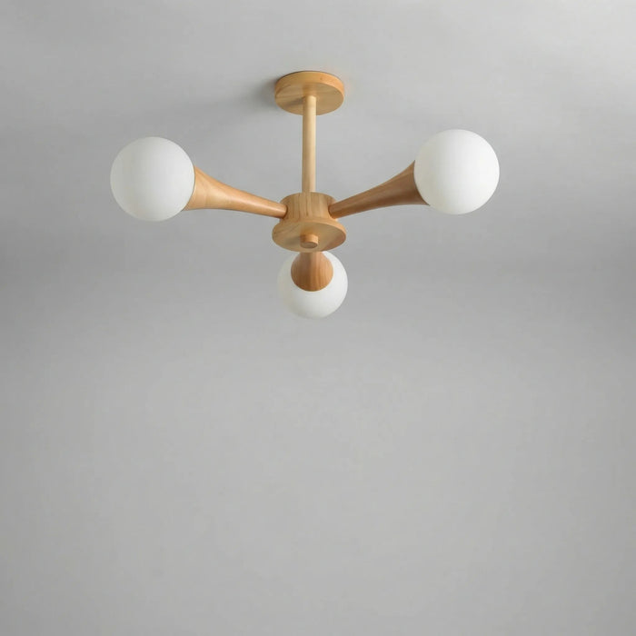 Lampa wisząca z drewna i szkła o średnicy 40 cm, idealna do nowoczesnego salonu i jadalni 2