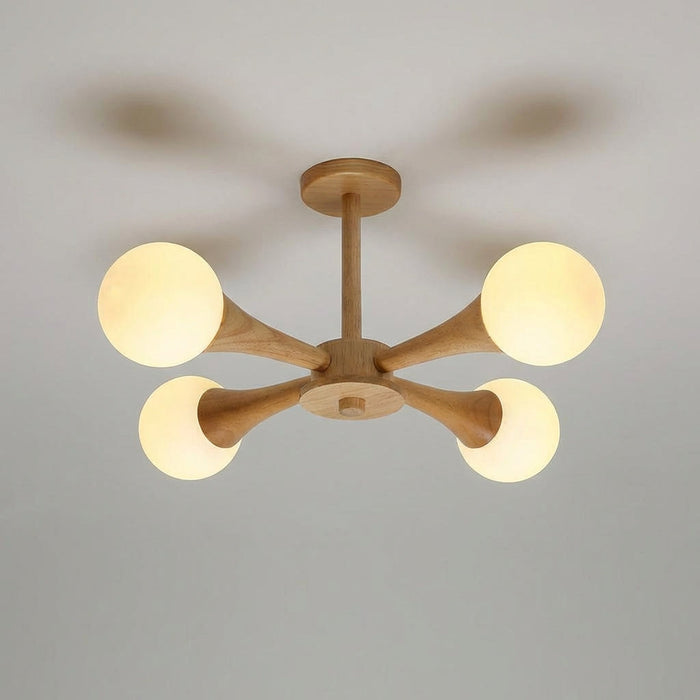 Lampa wisząca z drewna i szkła o średnicy 40 cm, idealna do nowoczesnego salonu i jadalni 4