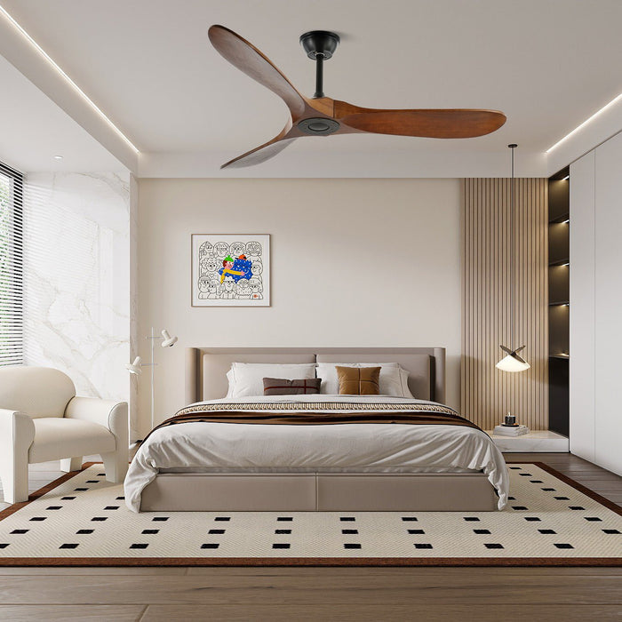 Drewniany Wentylator Sufitowy z Metalową Ramą i Pilotem – Elegancki Design 3