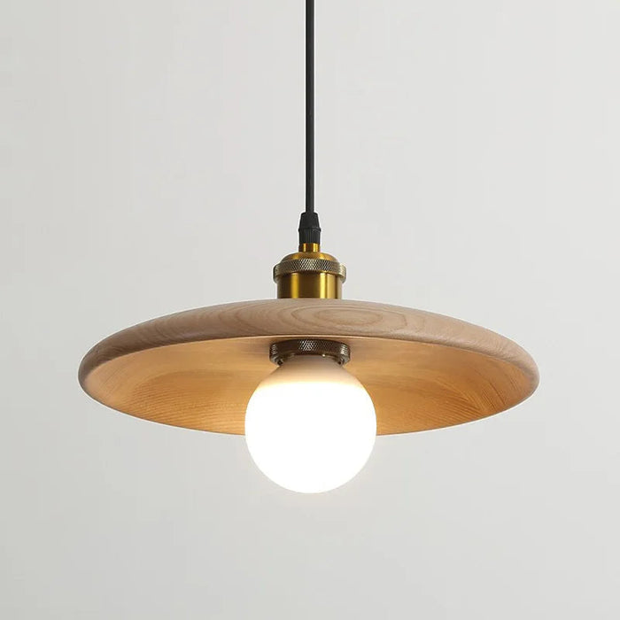 Drewniana Lampa Wisząca LED – Nowoczesny Design z Witrażem 0