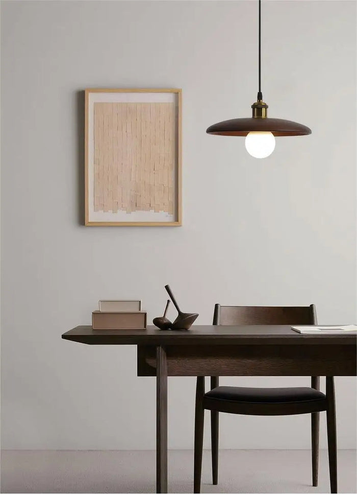 Drewniana Lampa Wisząca LED – Nowoczesny Design z Witrażem 4
