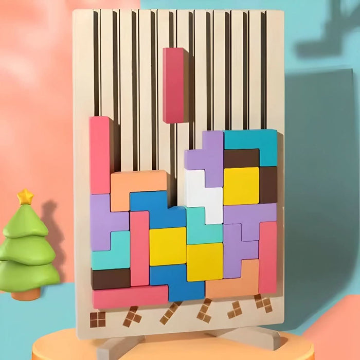 Drewniana Gra Edukacyjna Montessori dla Dzieci od 3 do 5 Lat – Kolorowa Gra Logiczna TetraWood 5
