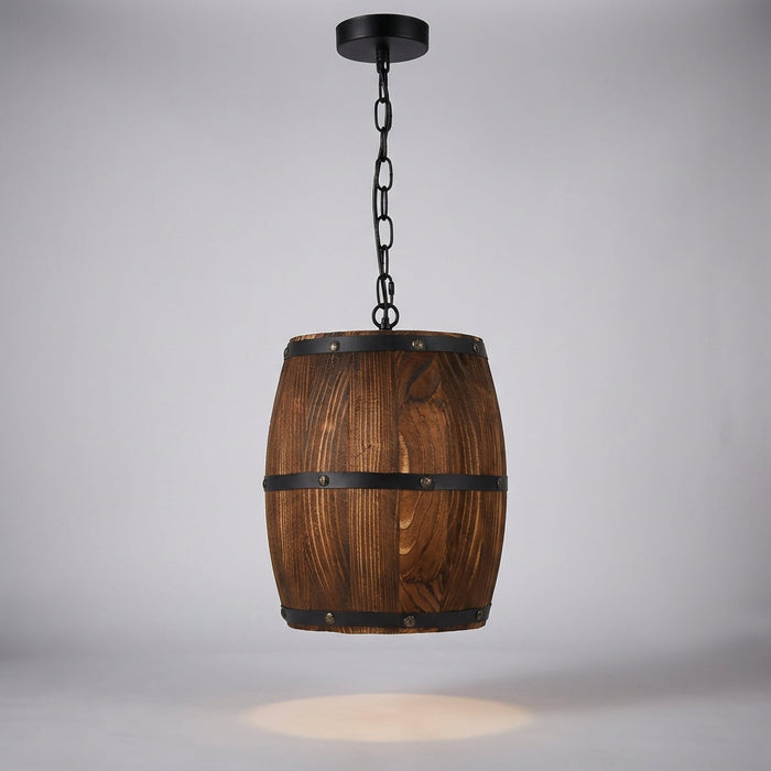 Lampa wisząca drewniana z metalowymi akcentami w retro rustykalnym stylu, idealna do salonu i 1