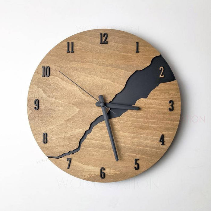 Drewniany zegar ścienny o minimalistycznym designie – 30 cm, rustykalny, wysokiej jakości wystrój 0